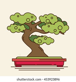  flat icon of bonsai tree