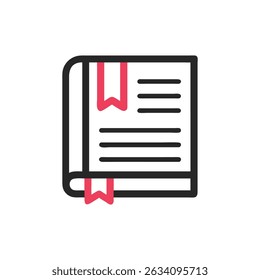 Flat icon of book with bookmarks on White Background