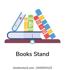Here’s a flat icon of books stand 