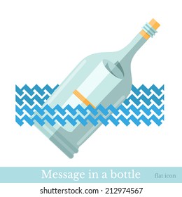 flat icon bottle with letter isolated on white