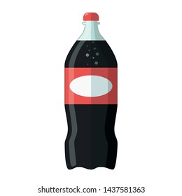Flat icon. Bottle with soda. Vector illustration.