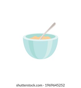 Flat icon of bowl with raw dough vector illustration