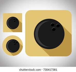 flat icon bowling ball, vector cartoon illustration design, in one package or set