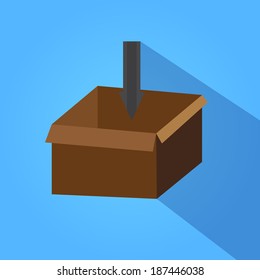 Flat Icon of Box For Deliver