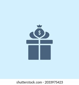 Flaches Symbol. Schachtel mit Geld.