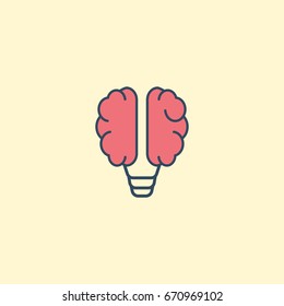 Flat Icon Brain Element. Vector Illustration Of Flat Icon Bulb Isolated On Clean Background. Can Be Used As Brain, Bulb And Idea Symbols.