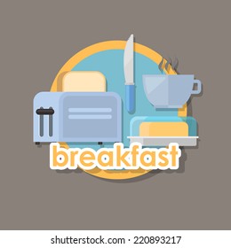 flat icon or breakfast