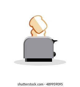 flat icon or breakfast. toaster with bread