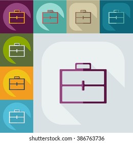 flat icon briefcase bag business theme