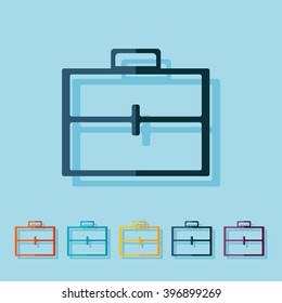 flat icon briefcase bag business theme