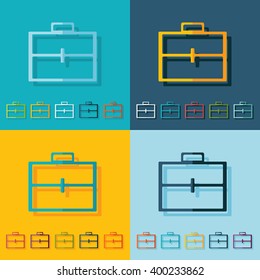 flat icon briefcase bag business theme