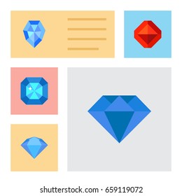 Flat Icon Brilliant Set Of Carat, Brilliant, Treasure And Other Vector Objects. Also Includes Gem, Carat, Crystal Elements.