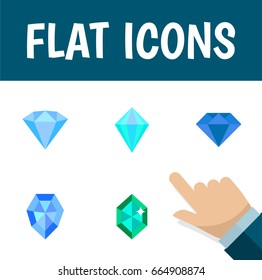 Flat Icon Brilliant Set Of Crystal, Karat, Carat And Other Vector Objects. Also Includes Crystal, Jewelry, Carat Elements.