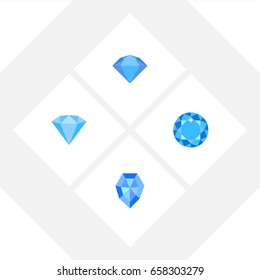 Flat Icon Brilliant Set Of Diamond, Treasure, Karat And Other Vector Objects. Also Includes Treasure, Jewel, Brilliant Elements.