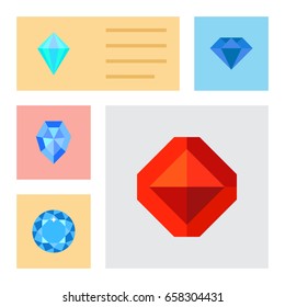 Flat Icon Brilliant Set Of Diamond, Gem, Carat And Other Vector Objects. Also Includes Gem, Gemstone, Crystal Elements.