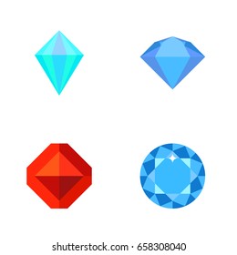 Flat Icon Brilliant Set Of Diamond, Jewel, Gemstone And Other Vector Objects. Also Includes Brilliant, Carat, Gem Elements.