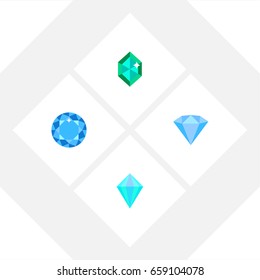 Flat Icon Brilliant Set Of Diamond, Crystal, Karat And Other Vector Objects. Also Includes Diamond, Carat, Gemstone Elements.