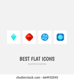 Flat Icon Brilliant Set Of Diamond, Gemstone, Brilliant And Other Vector Objects. Also Includes Gemstone, Carat, Jewel Elements.