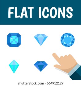 Flat Icon Brilliant Set Of Diamond, Karat, Carat And Other Vector Objects. Also Includes Carat, Gem, Karat Elements.