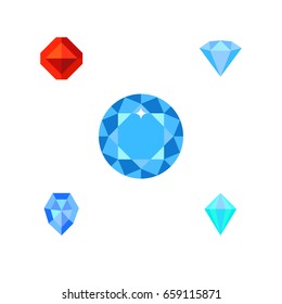 Flat Icon Brilliant Set Of Gem, Karat, Gemstone And Other Vector Objects. Also Includes Treasure, Diamond, Gemstone Elements.
