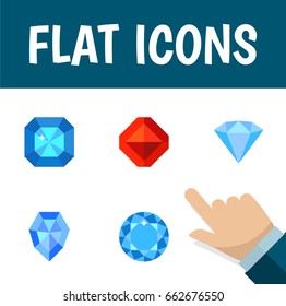 Flat Icon Brilliant Set Of Gem, Karat, Diamond And Other Vector Objects. Also Includes Brilliant, Jewel, Gem Elements.