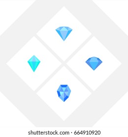 Flat Icon Brilliant Set Of Gemstone, Treasure, Gem And Other Vector Objects. Also Includes Jewel, Diamond, Gem Elements.