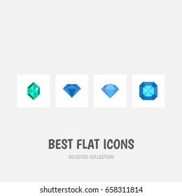 Flat Icon Brilliant Set Of Treasure, Brilliant, Crystal And Other Vector Objects. Also Includes Brilliant, Gemstone, Jewel Elements.