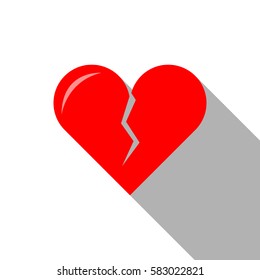 Flat icon of Broken heart. Vector. For Valentine's Day