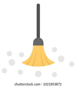 
Flat icon of a broomstick sweeping the floor
