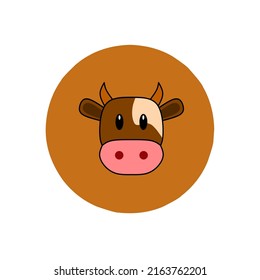 Flat icon of brow cow face