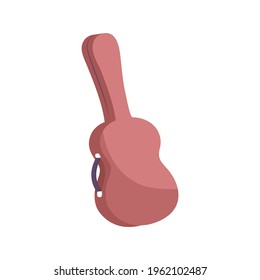 Flat icon of brown guitar case with handle vector illustration