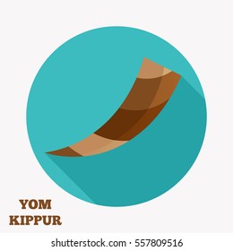 Flat icon of brown horn(shofar), rosh hashanah symbol