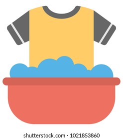 
Flat icon of a bucket full of water with a shirt inside
