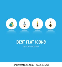 Flat Icon Building Set Of Architecture, Building, Church And Other Vector Objects. Also Includes Church, Structure, Religious Elements.