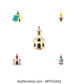 Flat Icon Building Set Of Building, Architecture, Traditional And Other Vector Objects. Also Includes Structure, Architecture, Building Elements.