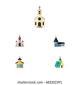 Flat Icon Building Set Of Catholic, Architecture, Traditional And Other Vector Objects. Also Includes Catholic, Structure, Traditional Elements.