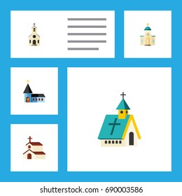 Flat Icon Building Set Of Building, Christian, Architecture And Other Vector Objects. Also Includes Religion, Structure, Church Elements.