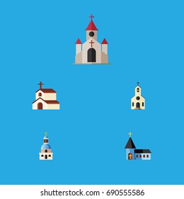 Flat Icon Building Set Of Building, Christian, Religion And Other Vector Objects. Also Includes Structure, Religion, Catholic Elements.