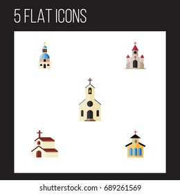 Flat Icon Building Set Of Church, Traditional, Building And Other Vector Objects. Also Includes Traditional, Religion, Building Elements.