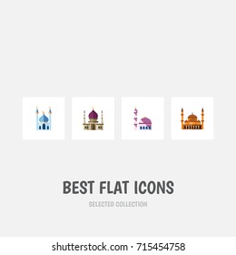 Flat Icon Building Set Of Mohammedanism, Traditional, Building And Other Vector Objects. Also Includes Minaret, Building, Muslim Elements.