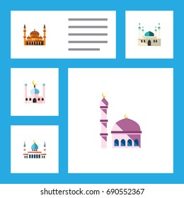 Flat Icon Building Set Of Muslim, Mohammedanism, Building And Other Vector Objects. Also Includes Building, Traditional, Muslim Elements.
