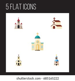 Flat Icon Building Set Of Religion, Religious, Building And Other Vector Objects. Also Includes Church, Catholic, Building Elements.