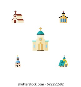 Flat Icon Building Set Of Religious, Church, Architecture And Other Vector Objects. Also Includes Religion, Traditional, Religious Elements.