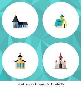 Flat Icon Building Set Of Traditional, Architecture, Catholic And Other Vector Objects. Also Includes Structure, Architecture, Religious Elements.