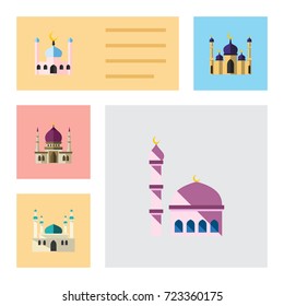 Flat Icon Building Set Of Building, Traditional, Mosque And Other Vector Objects. Also Includes Mosque, Architecture, Traditional Elements.