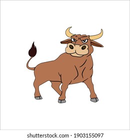 Flat Icon  Bull Animal Vector Design