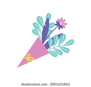 Flat icon with bunch of flowers on blank background vector illustration
