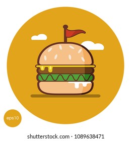 flat icon of the burger. logo design hamburger. vector fastfood symbol illustration