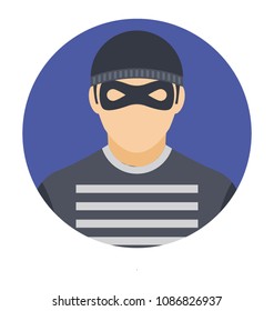 
Flat icon of a burglar with a mask 
