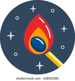 Flat icon burning match.